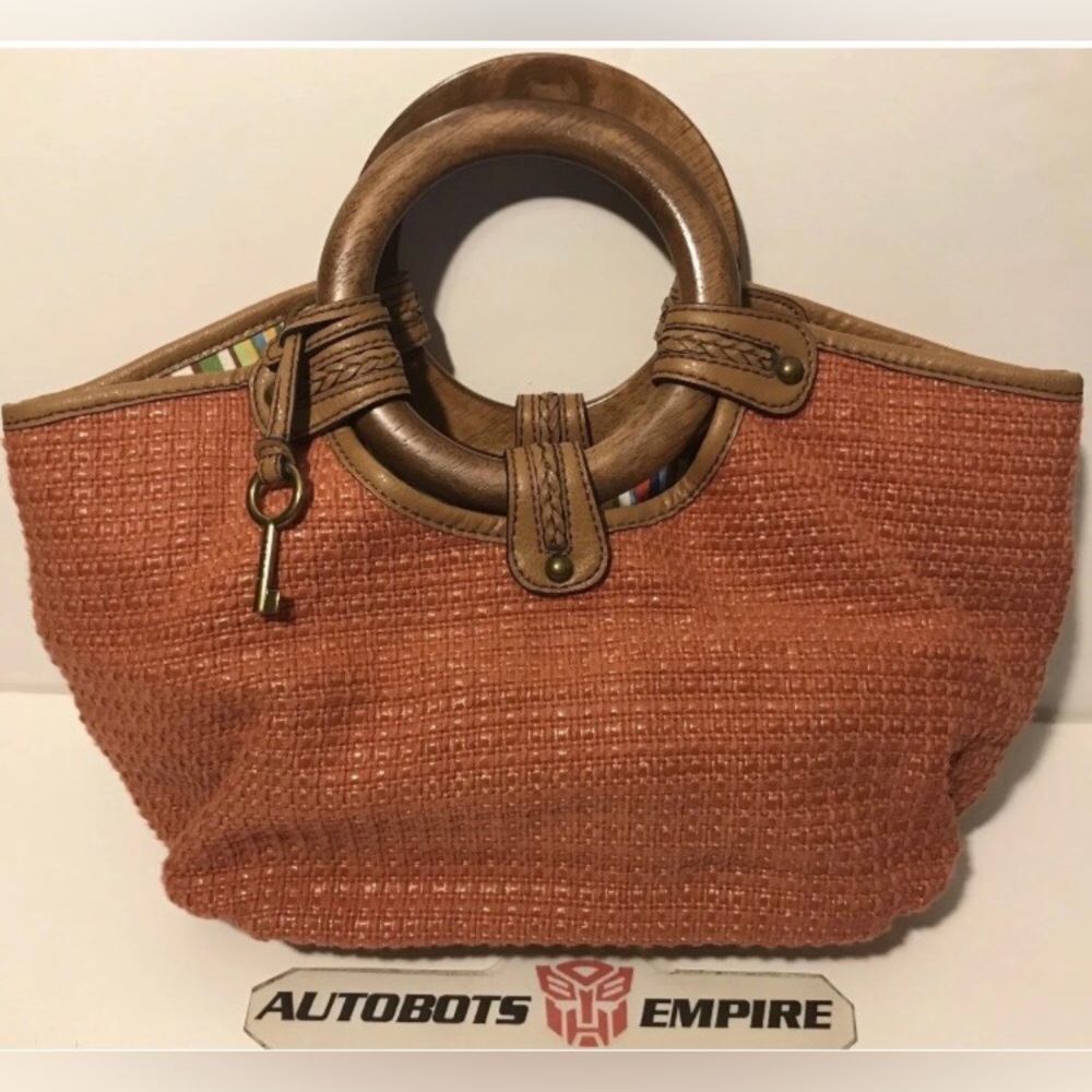 Vintage FOSSIL NY Womens Wicker Bag Tote Purse Beach Fashion Luxury RARE Classic
